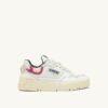 CLC Low Sneaker aus weißem Leder und karminrosa Wildleder CLC Low Sneaker aus weißem Leder und karminrosa Wildleder
