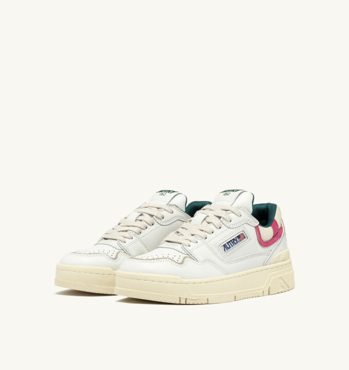CLC Low Sneaker aus weißem Leder und karminrosa Wildleder CLC Low Sneaker aus weißem Leder und karminrosa Wildleder