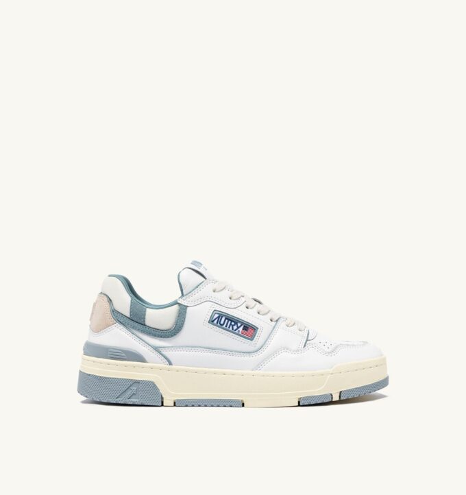 CLC Low Sneaker aus weißem Leder und silberblauem Wildleder CLC Low Sneaker aus weißem Leder und silberblauem Wildleder
