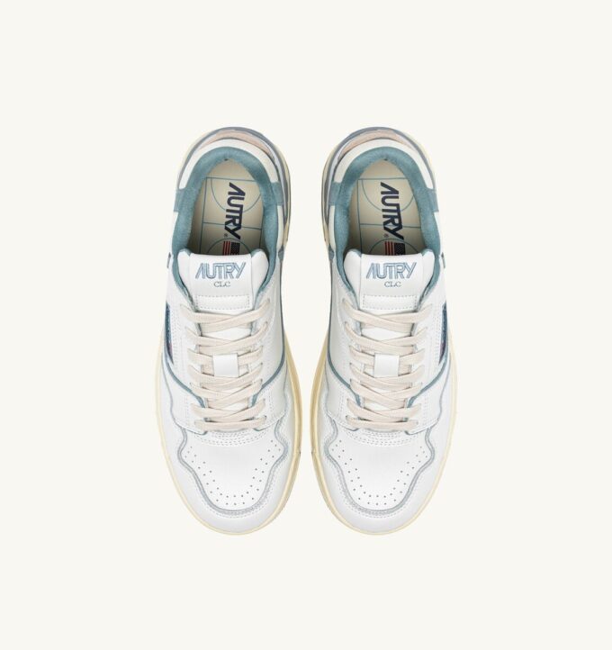 CLC Low Sneaker aus weißem Leder und silberblauem Wildleder CLC Low Sneaker aus weißem Leder und silberblauem Wildleder
