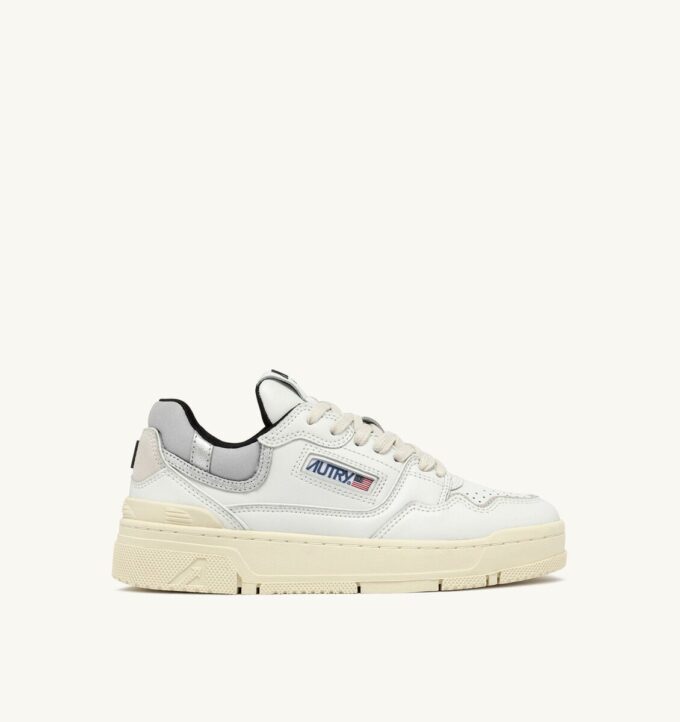 CLC Low Sneaker aus weißem Leder und silbernem Wildleder CLC Low Sneaker aus weißem Leder und silbernem Wildleder