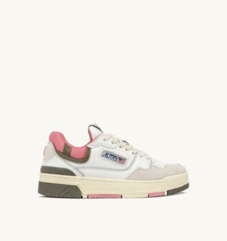 CLC Low Sneaker aus weißem und geranienfarbenem Wildleder