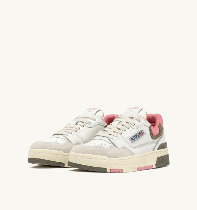 CLC Low Sneaker aus weißem und geranienfarbenem Wildleder CLC Low Sneaker aus weißem und geranienfarbenem Wildleder