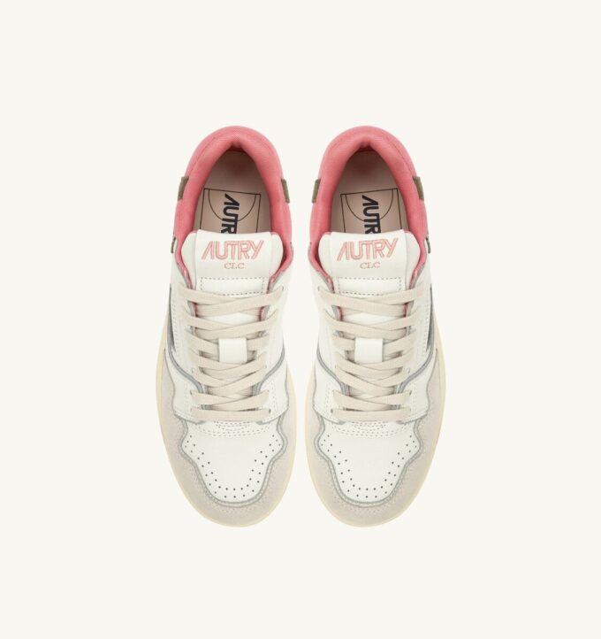 CLC Low Sneaker aus weißem und geranienfarbenem Wildleder CLC Low Sneaker aus weißem und geranienfarbenem Wildleder