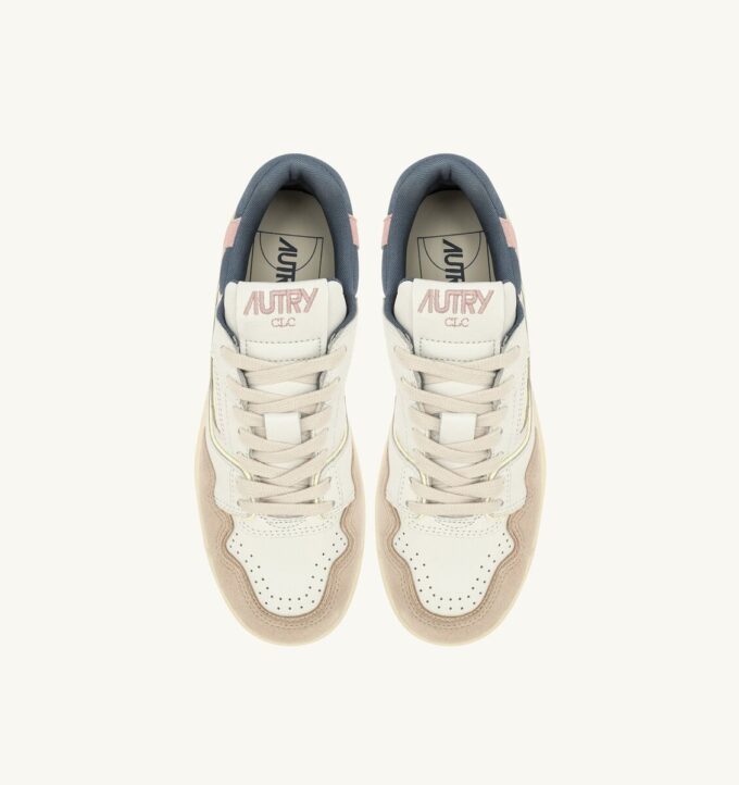 CLC Low Sneaker aus weißem und pfirsichfarbenem Veloursleder CLC Low Sneaker aus weißem und pfirsichfarbenem Veloursleder