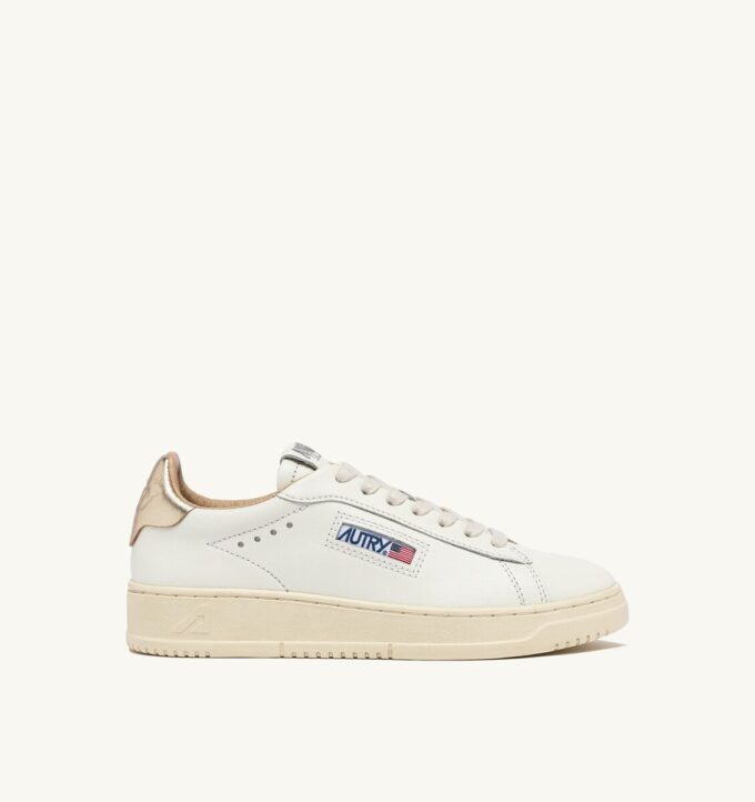 DALLAS LOW SNEAKER AUS WEISSEM UND GOLDENEM LEDER