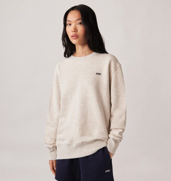 Damen-Sweatshirt mit gesticktem Autry-Logo und Rundhalsausschnitt