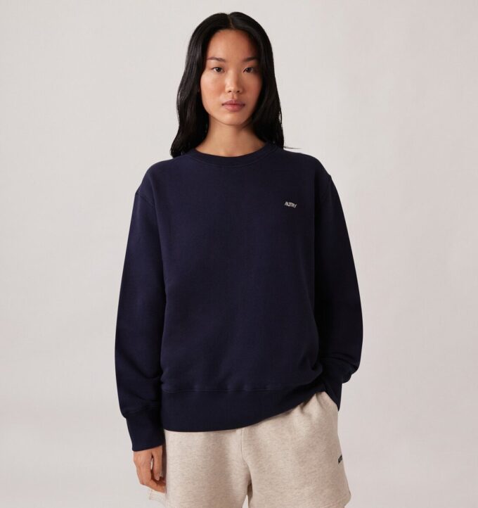 Damen-Sweatshirt mit gesticktem Autry-Logo und Rundhalsausschnitt