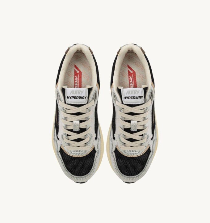 HYPERWAY SNEAKER AUS SCHWARZ-SILBER LAMINIERTEM LEDER UND MESH HYPERWAY SNEAKER AUS SCHWARZ-SILBER LAMINIERTEM LEDER UND MESH