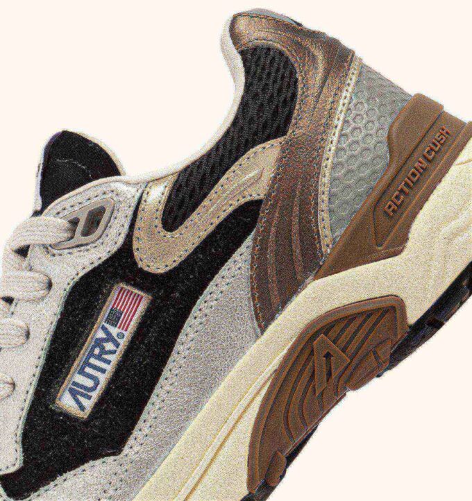HYPERWAY SNEAKER AUS SCHWARZ-SILBER LAMINIERTEM LEDER UND MESH HYPERWAY SNEAKER AUS SCHWARZ-SILBER LAMINIERTEM LEDER UND MESH