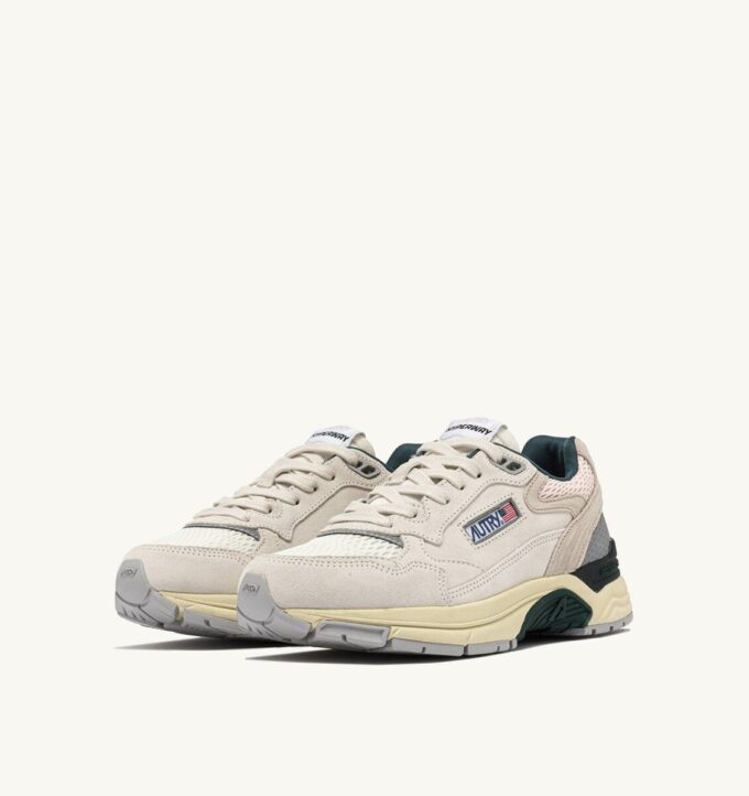 HYPERWAY SNEAKER AUS WEISSEM UND ROSA MESH UND WILDLEDER
