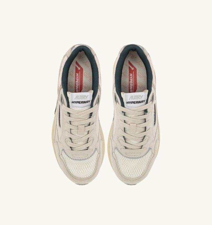 HYPERWAY SNEAKER AUS WEISSEM UND ROSA MESH UND WILDLEDER