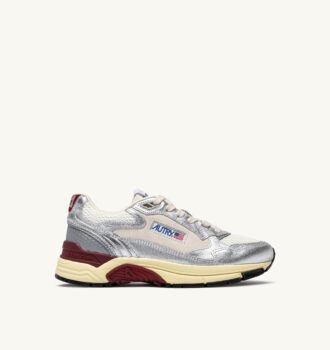 HYPERWAY SNEAKER AUS WEISSEM UND SILBERFARBENEM LAMINIERTEM LEDER UND MESH