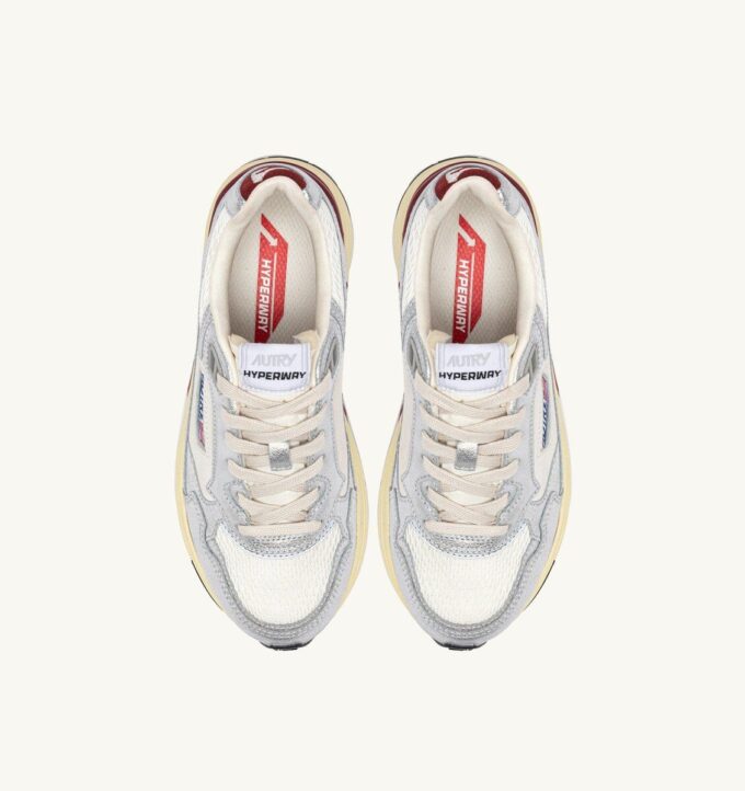 HYPERWAY SNEAKER AUS WEISSEM UND SILBERFARBENEM LAMINIERTEM LEDER UND MESH HYPERWAY SNEAKER AUS WEISSEM UND SILBERFARBENEM LAMINIERTEM LEDER UND MESH