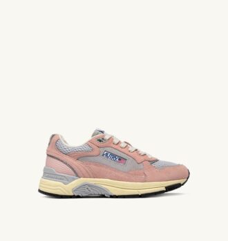 HYPERWAY SNEAKER IN PULVERROSA UND SILBERFARBENEM WILDLEDER UND MESH