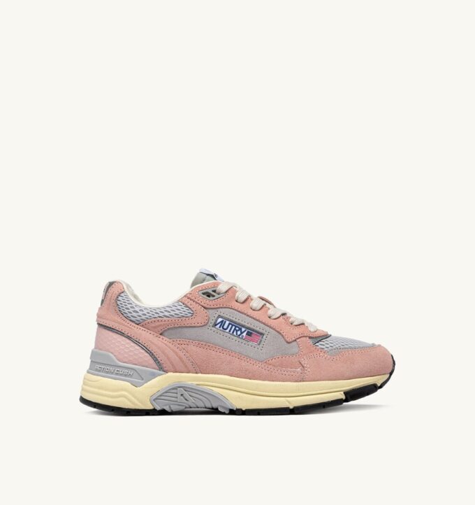 HYPERWAY SNEAKER IN PULVERROSA UND SILBERFARBENEM WILDLEDER UND MESH