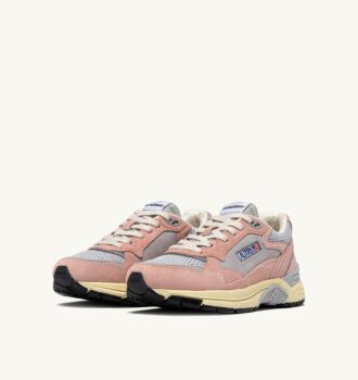 HYPERWAY SNEAKER IN PULVERROSA UND SILBERFARBENEM WILDLEDER UND MESH