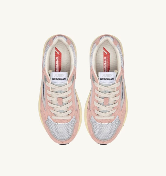 HYPERWAY SNEAKER IN PULVERROSA UND SILBERFARBENEM WILDLEDER UND MESH