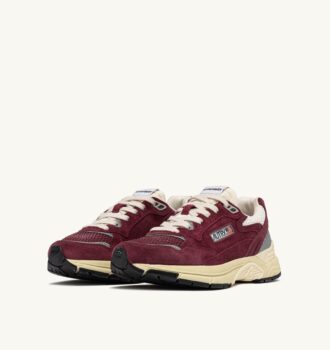 HYPERWAY SNEAKER IN WEINROT UND SILBERNEM MESH UND WILDLEDER