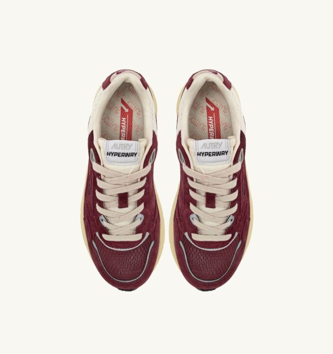 HYPERWAY SNEAKER IN WEINROT UND SILBERNEM MESH UND WILDLEDER HYPERWAY SNEAKER IN WEINROT UND SILBERNEM MESH UND WILDLEDER