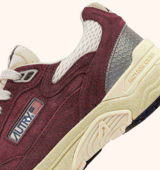 HYPERWAY SNEAKER IN WEINROT UND SILBERNEM MESH UND WILDLEDER HYPERWAY SNEAKER IN WEINROT UND SILBERNEM MESH UND WILDLEDER