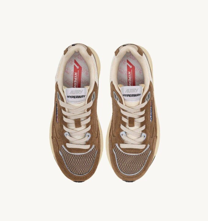 HYPERWAY SNEAKER IN ZIGARRE UND SILBER MESH UND WILDLEDER