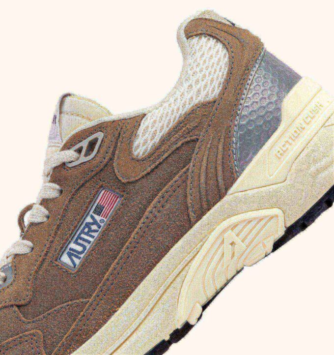HYPERWAY SNEAKER IN ZIGARRE UND SILBER MESH UND WILDLEDER