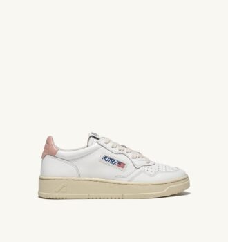 KÖRBE-MEDAILLENGEWINNER LOW EN CUIR BLANC ET ROSE