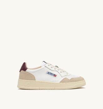 KÖRBE-MEDAILLENGEWINNER LOW EN DAIM UND CUIR BLANC ET BURGUNDY