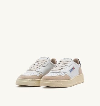 KÖRBE MEDALIST LOW EN CUIR BLANC UND NOIR ET DAIM BEIGE