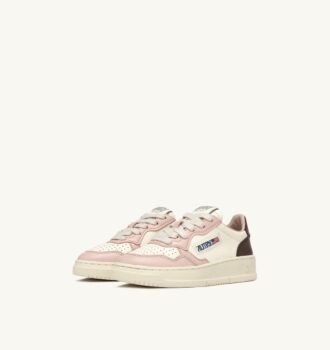 MEDALIST KIDS LOW SNEAKERS IN WEISSEM, BRAUNEM UND ROSA LEDER