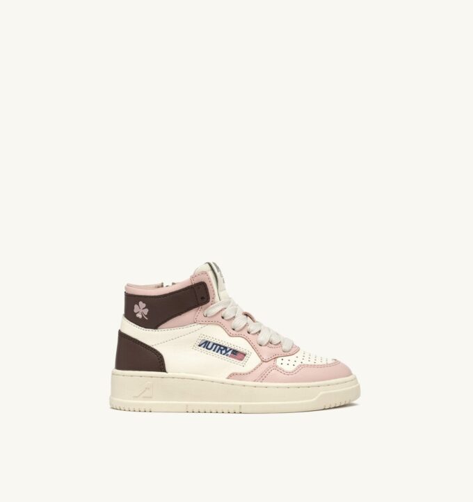 MEDALIST KIDS MID SNEAKER IN WEISSEM, BRAUNEM UND ROSA LEDER