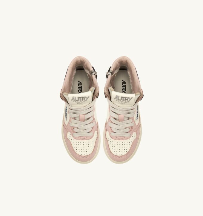 MEDALIST KIDS MID SNEAKER IN WEISSEM, BRAUNEM UND ROSA LEDER