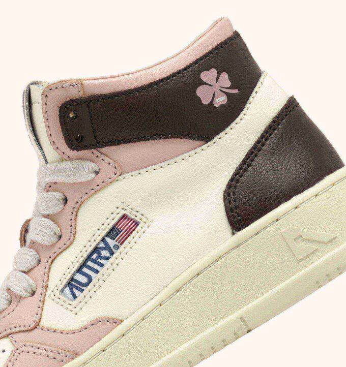 MEDALIST KIDS MID SNEAKER IN WEISSEM, BRAUNEM UND ROSA LEDER