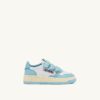 MEDALIST KIDSTRIPES LOW BICOLOR SNEAKERS IN WHITE AND ACQUATIC LEABER MEDALIST KIDSTRIPES LOW BICOLOR SNEAKERS IN WHITE AND ACQUATIC LEABER