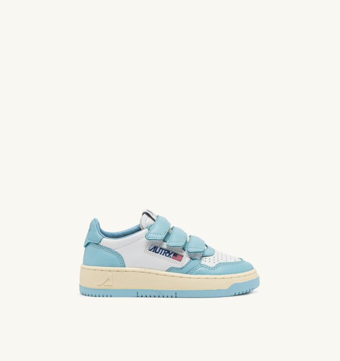 MEDALIST KIDSTRIPES LOW BICOLOR SNEAKERS IN WHITE AND ACQUATIC LEABER MEDALIST KIDSTRIPES LOW BICOLOR SNEAKERS IN WHITE AND ACQUATIC LEABER