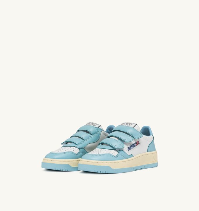 MEDALIST KIDSTRIPES LOW BICOLOR SNEAKERS IN WHITE AND ACQUATIC LEABER MEDALIST KIDSTRIPES LOW BICOLOR SNEAKERS IN WHITE AND ACQUATIC LEABER