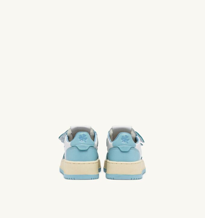 MEDALIST KIDSTRIPES LOW BICOLOR SNEAKERS IN WHITE AND ACQUATIC LEABER MEDALIST KIDSTRIPES LOW BICOLOR SNEAKERS IN WHITE AND ACQUATIC LEABER