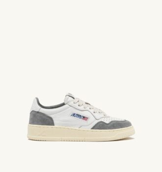 MEDALIST LOW SNEAKER AUS WEISSEM UND GRAUEM LEDER-WILDLEDER