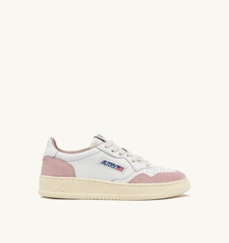 MEDALIST LOW SNEAKER AUS WEISSEM UND PUDERBEIGEHEMDE-LEDER-WILDLEDER