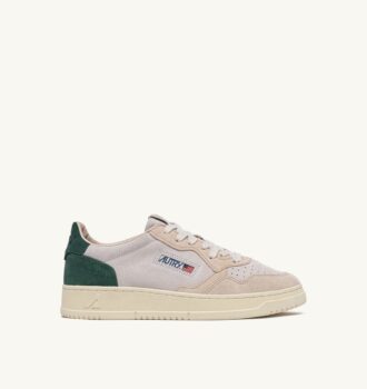 MEDALIST LOW SNEAKER IN DREIFARBIGEM SAND- UND GRÜNEM WILDLEDER