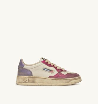 MEDALIST LOW SNEAKER SUPER VINTAGE IN WEISSEM, FUCHSIA- UND VIOLETTEM LEDER