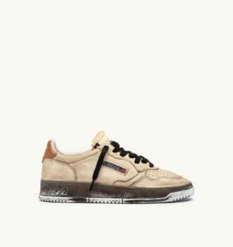MEDALIST LOW SNEAKER SUPER VINTAGE IN WEISSEM UND BRAUNEN ZUCKERLEDER