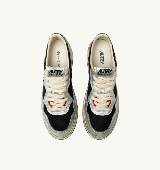 MEDALIST LOW SNEAKERS SUPER VINTAGE IN WEISSEM MESH, SILBERNEM WILDLEDER UND SCHWARZEM LEDER MEDALIST LOW SNEAKERS SUPER VINTAGE IN WEISSEM MESH, SILBERNEM WILDLEDER UND SCHWARZEM LEDER