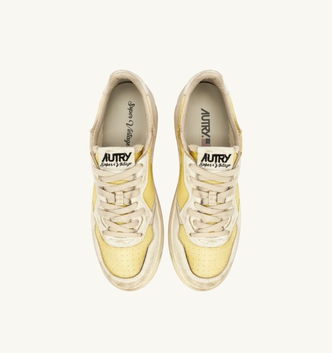 MEDALIST LOW SUPER VINTAGE SNEAKER AUS ELFENBEIN- UND WEISSEM LEDER UND MESH