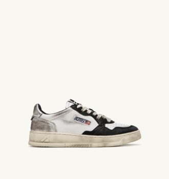 MEDALIST LOW SUPER VINTAGE SNEAKER AUS WEISSEM, SCHWARZEM UND SILBERNEN LEDER