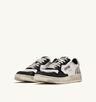 MEDALIST LOW SUPER VINTAGE SNEAKER AUS WEISSEM, SCHWARZEM UND SILBERNEN LEDER