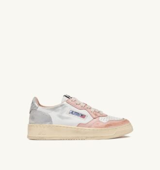 MEDALIST LOW SUPER VINTAGE SNEAKER IN WEISSEM, PUDERROSA UND SILBERNEN LEDER