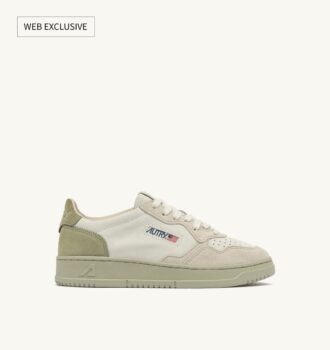 MEDALIST LOW TRICOLOR SNEAKER IN SANDBRAUNBEIGE UND GRÜN-GRAUEM WILDLEDER