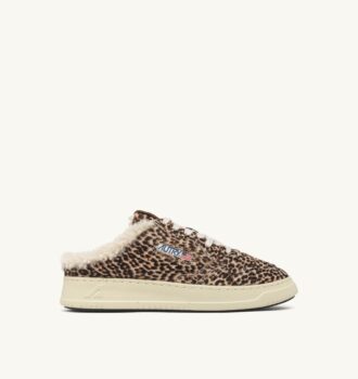 MEDALIST MULE SNEAKERS IN LEOPARD PONY HAIR EFFECT AND SHEARLING